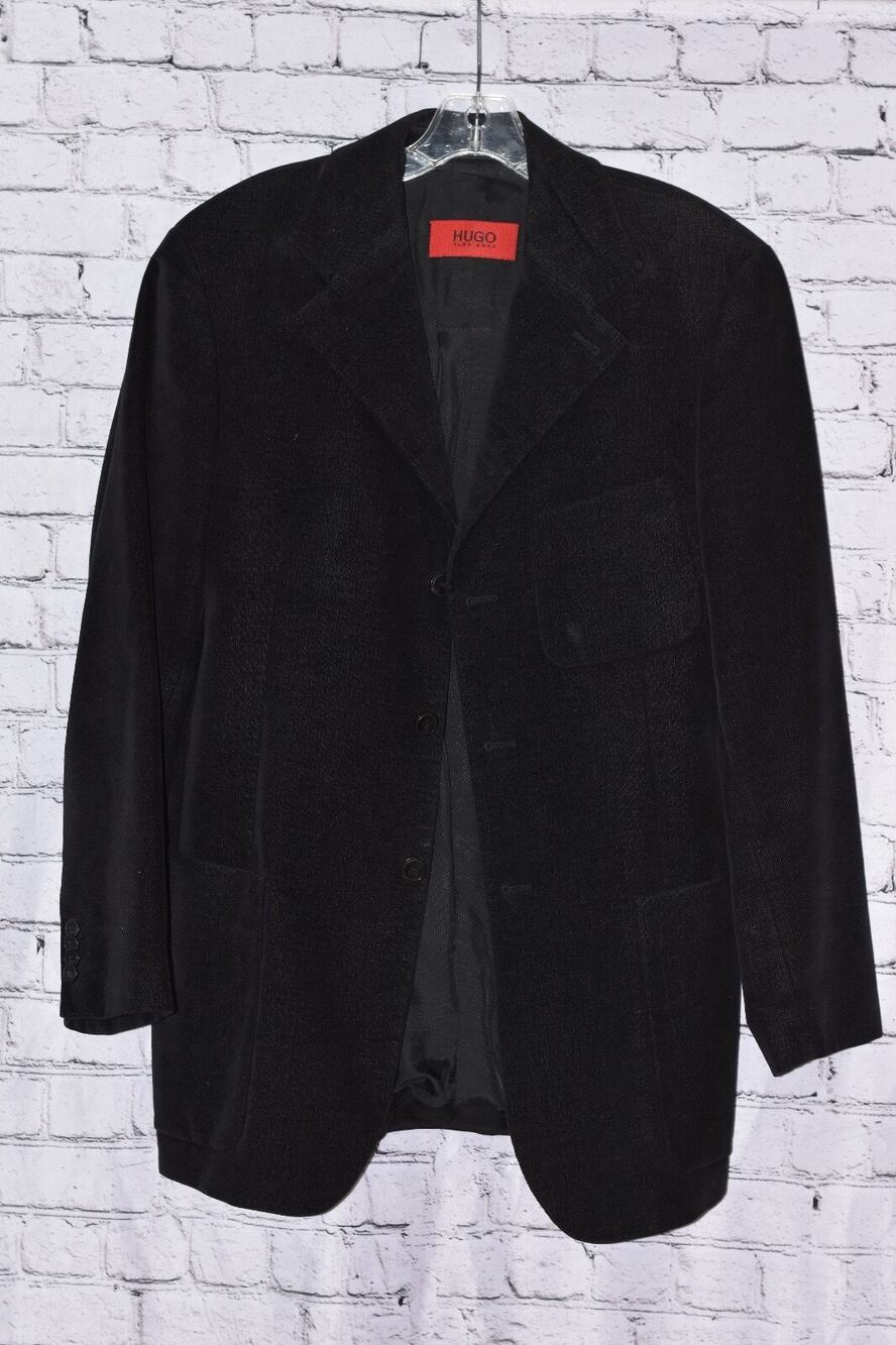 Hugo BOSS Italian Made Black Soft Corduroy Men's Sport Dinner Jacket Blazer 48R
